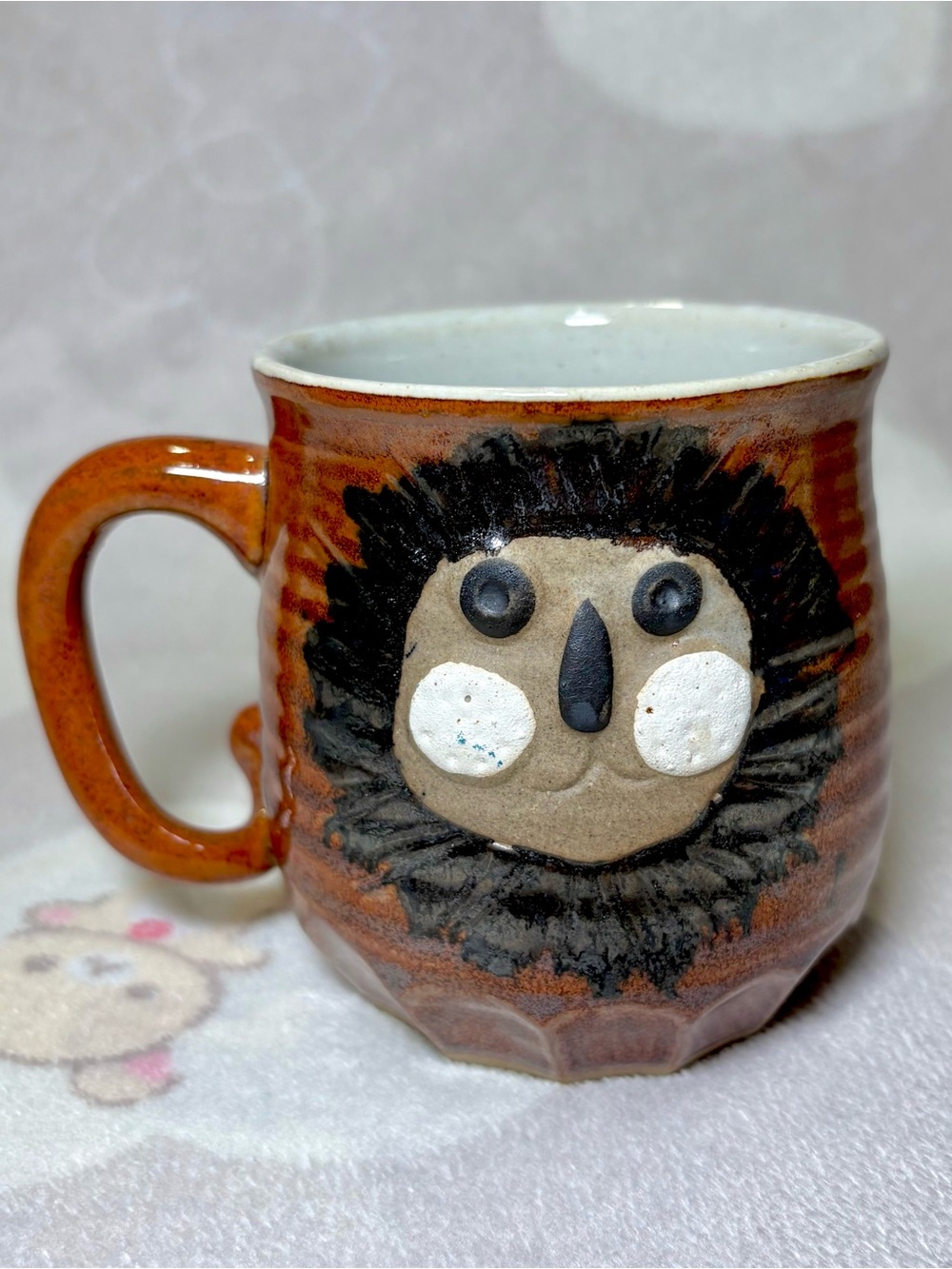 NEW Made in Japan Ceramic Lion Mug Cute Textured Earthy Brown Coffee Cup Pottery